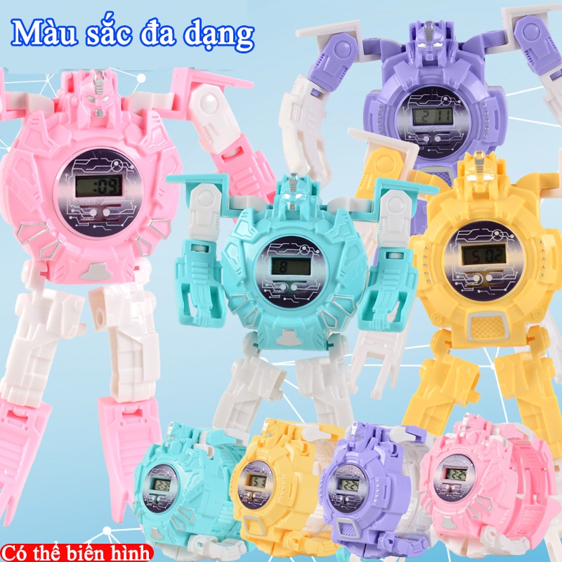 Đồng hồ trẻ em bằng điện tử biến hình robot cực độc mẫu mới nhất, đồ chơi trẻ em đồng hồ 2 trong 1 cho Bé