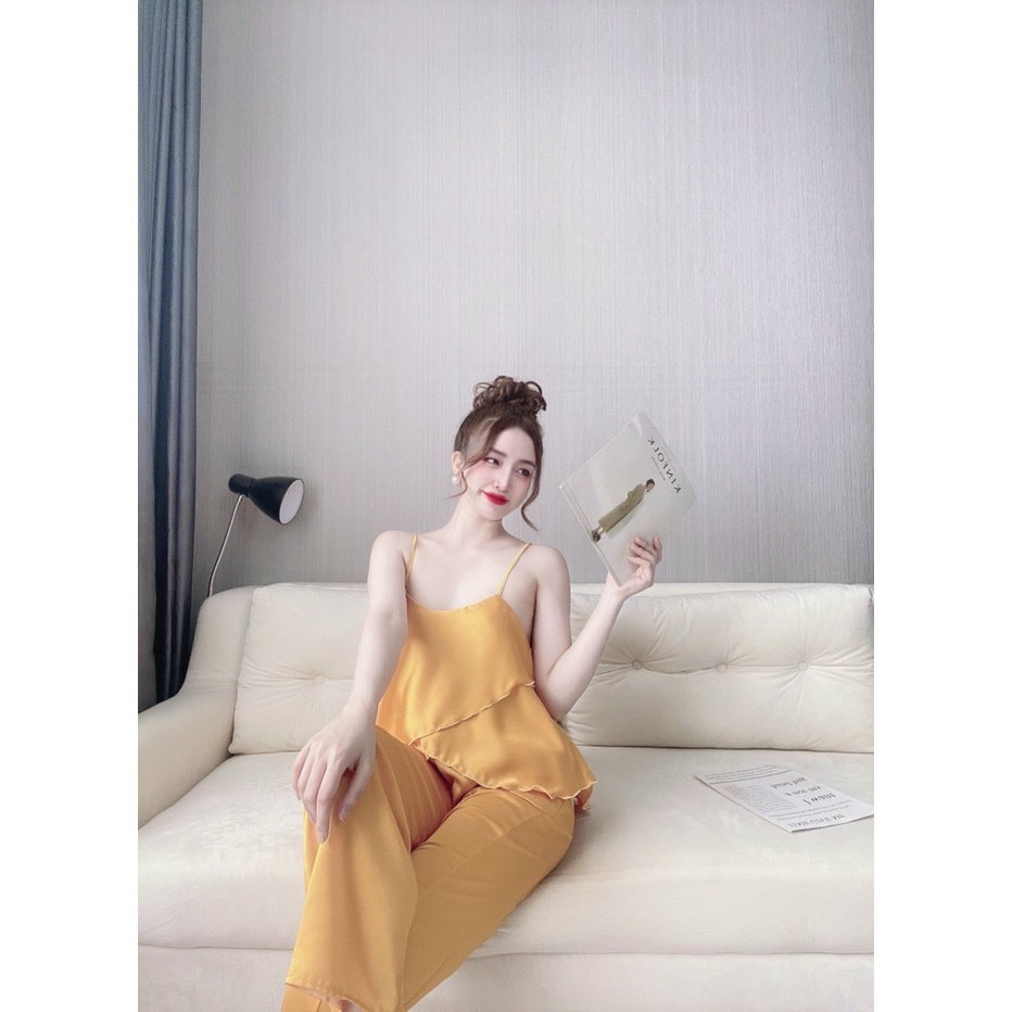 Đồ Bộ Nữ Đồ Ngủ Lụa Cao Cấp⚡FREESHIP⚡  Đồ Lụa Mặc Nhà , Bộ 2 Dây Tầng Quần Dài Gợi Cảm Sang Chảnh. | BigBuy360 - bigbuy360.vn