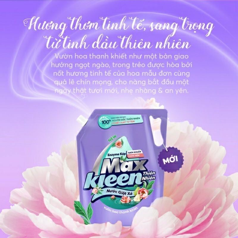 NƯỚC GIẶT MAXKLEEN HƯƠNG VƯỜN HOA TINH KHIẾT TÚI 3.6 L