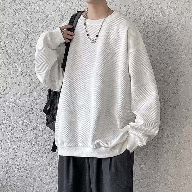 Áo Sweater Cổ Tròn Dáng Rộng Dập Nổi Họa Tiết Kiểu Mỹ Thời Trang Mùa Thu 2022 Cho Nam