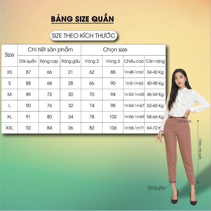 Quần Âu Nữ [ ELIMAZ ] Quần Baggy Công Sở Đai Vuông, 2 màu, EQ22.012