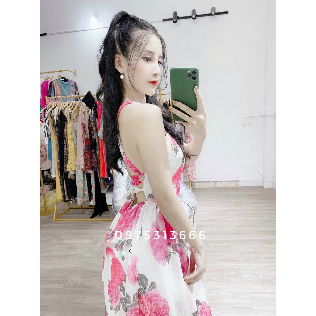 Váy Maxi, Đầm Maxi Đi Biển V91, Họa Tiêt Hoa Chất Voan, Xẻ Tà, Hack Dáng, Khoe Chân Dài Miên Man, Lên Form Cực Chuẩn