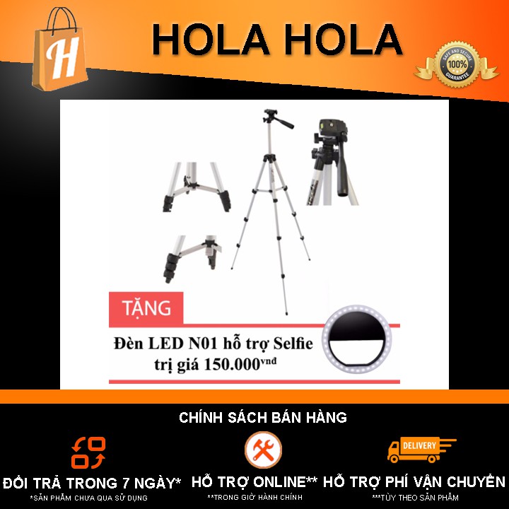 chân Tripod TF 3110 cho điện thoại màu Bạc tặng Đèn LED hỗ Selfie N01