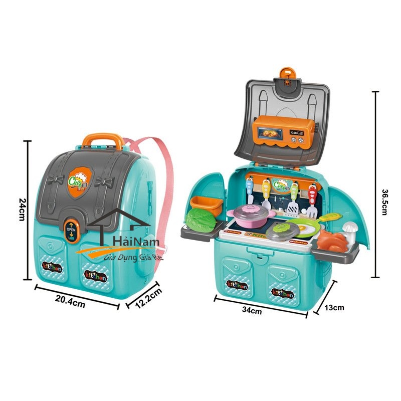 [HÀNG HÓT] Bộ đồ chơi bếp nấu ăn cho bé - Balo Bếp Nấu Ăn 2in1 cho bé