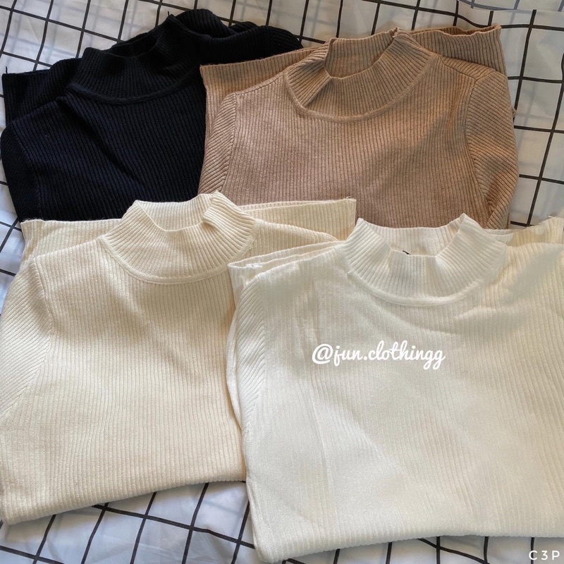 Áo len tăm body cổ 3p - Ảnh thật JUNclothing