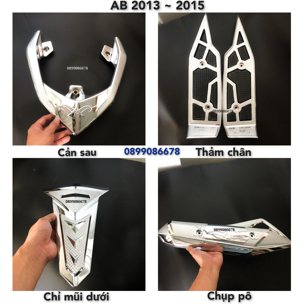 Phụ Kiện Ốp Xe AirBlade (AB) 2013, 2014, 2015 - Crom- Phụ kiện Đồ chơi Ốp trang trí bảo vệ xe máy Honda Air Blade