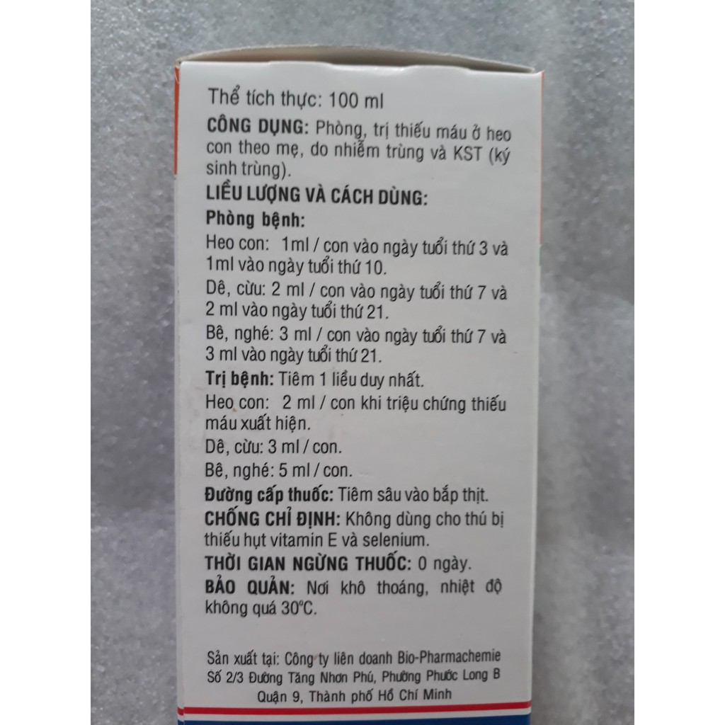 Fer+B12 100ml-cung cấp sắt cho heo con