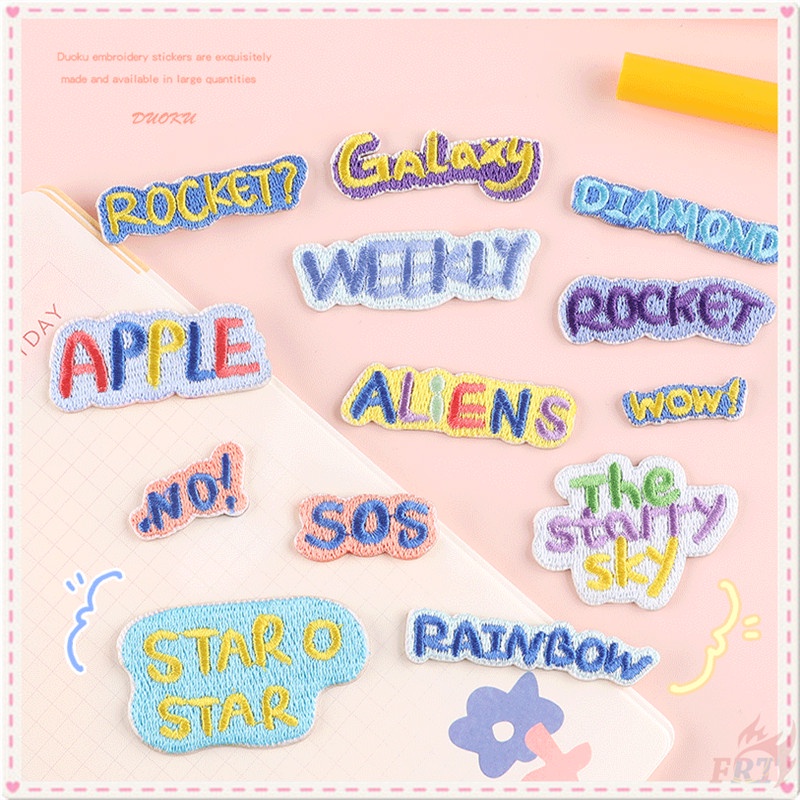✿ Sticker Chữ Cái Tiếng Anh Nhiều Màu Sắc Tự Dính ✿ 1 Huy Hiệu Thêu Hình Tên Lửa Cầu Vồng, Galaxy