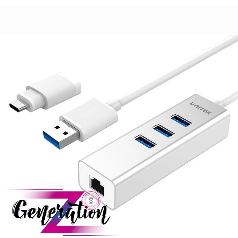 BỘ CHUYỂN USB 3.0 + LAN + ĐẦU ĐỔI TYPE-C UNITEK Y-3083B