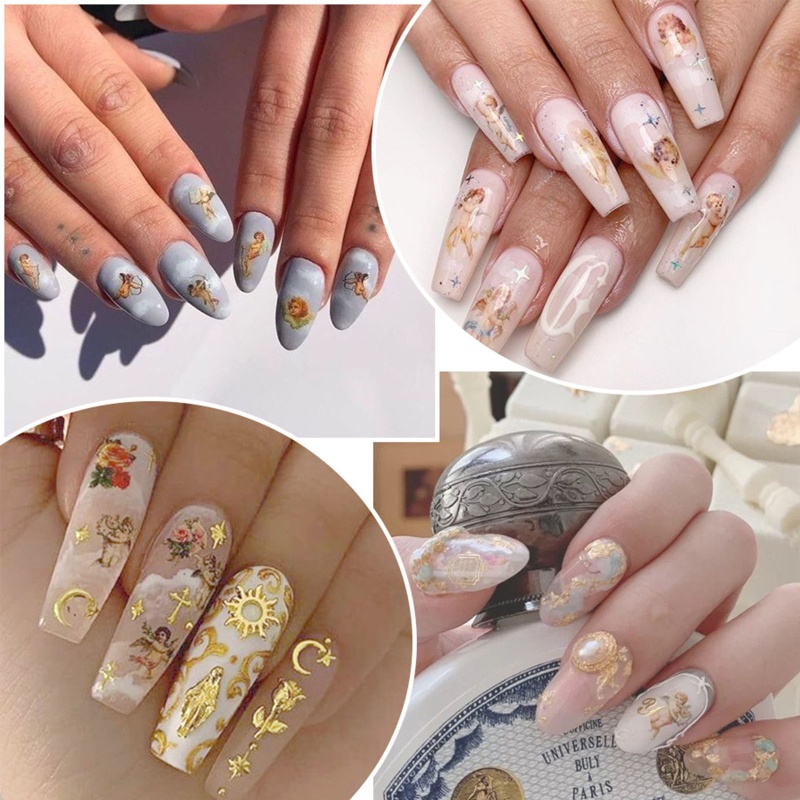 Sticker Dán Móng Chuyển Nước Hình Thiên Thần Tình Yêu Thích Hợp Cho Ngày Valentine