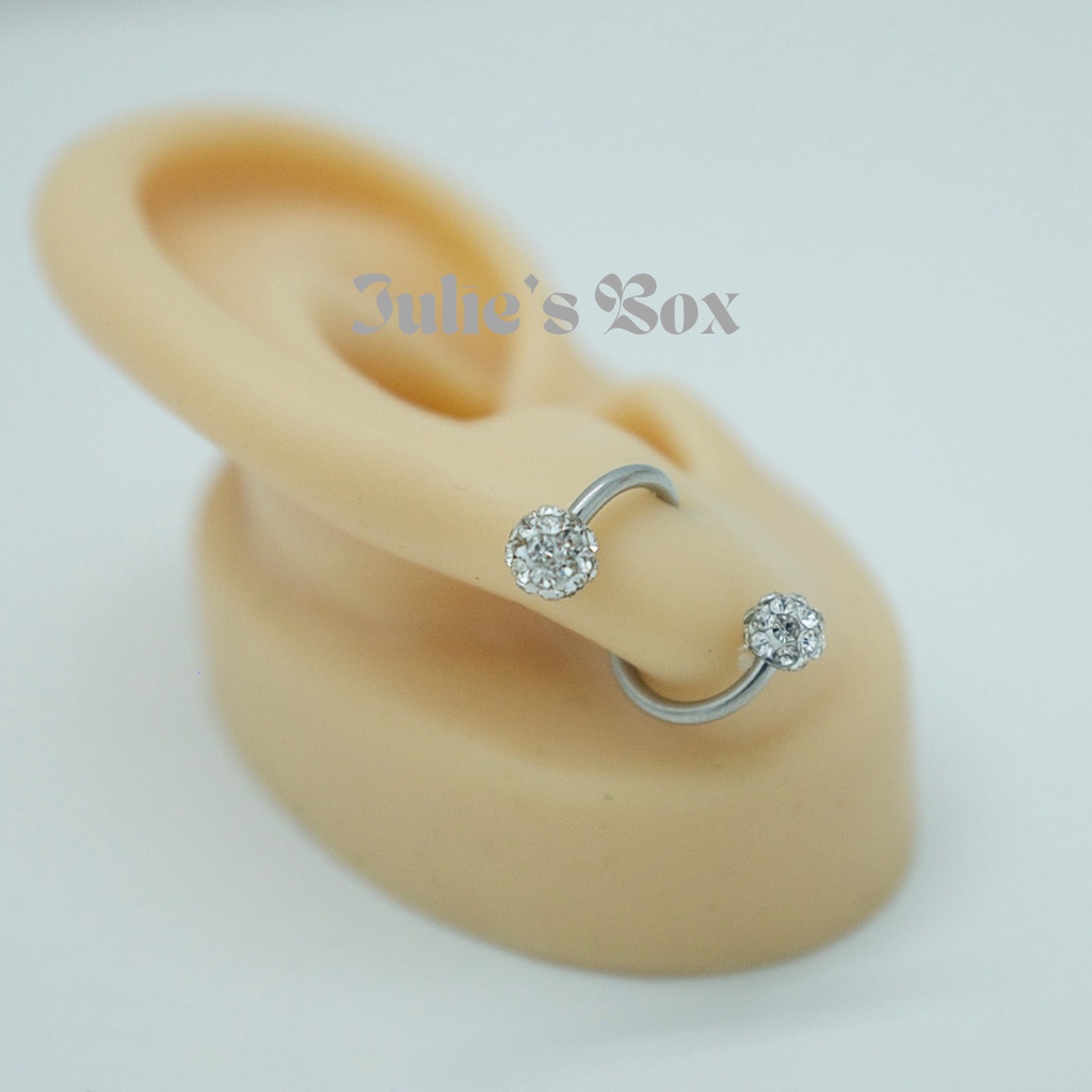 Khuyên Tai Titan Unisex Xoắn Đá Nhuyễn Trắng Không Gỉ Sét Không Ngứa Bông Tai Julies Box 66