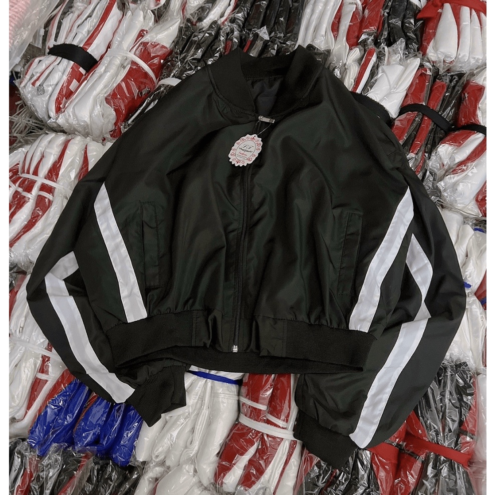 Áo Khoác Bomber Nữ Form Lửng Phối Sọc Cực Xinh Mẫu Mới Cực HOT - CLITUS FASHION
