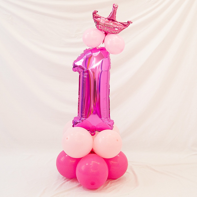 Bong Bóng Hình Chữ Số 0-9 Màu Hồng/Xanh Dương Trang Trí Tiệc Sinh Nhật Cho Bé