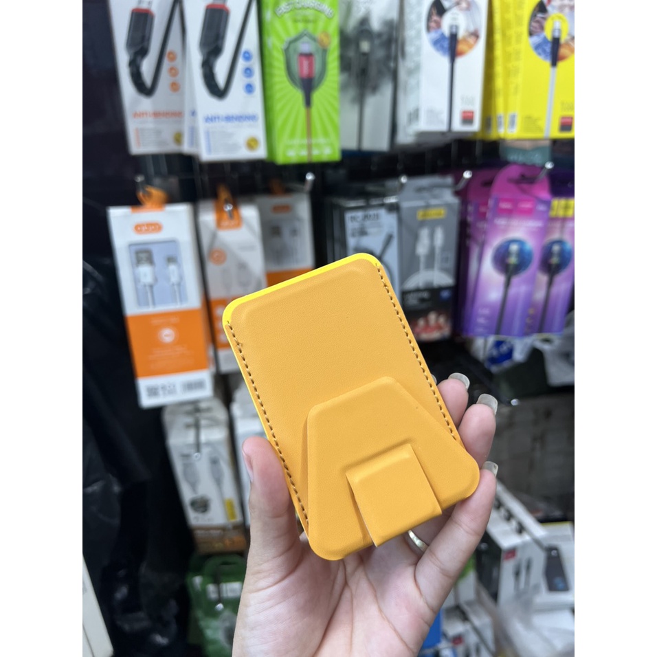 Ví da đựng thẻ kiêm giá đỡ Magsafe cho iphone 12 13 14 mini pro plus max hút lưng từ tính