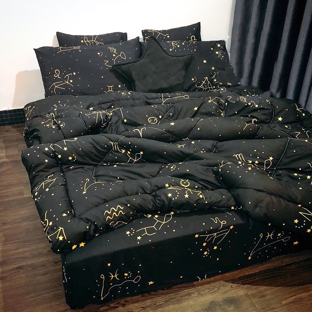 [ Chăn Phao Cung Hoàng Đạo ] Set 5 Món Bộ Chăn Phao Ga Gối Poly COTTON Chăn Bông Poly