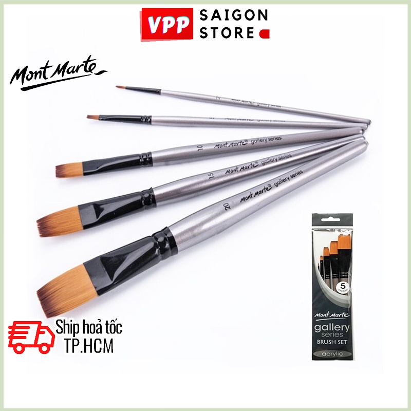 Bộ 5 Cọ Acrylic Mont Marte - Gallery Series Brush Set Acrylic 5pce - BMHS0016