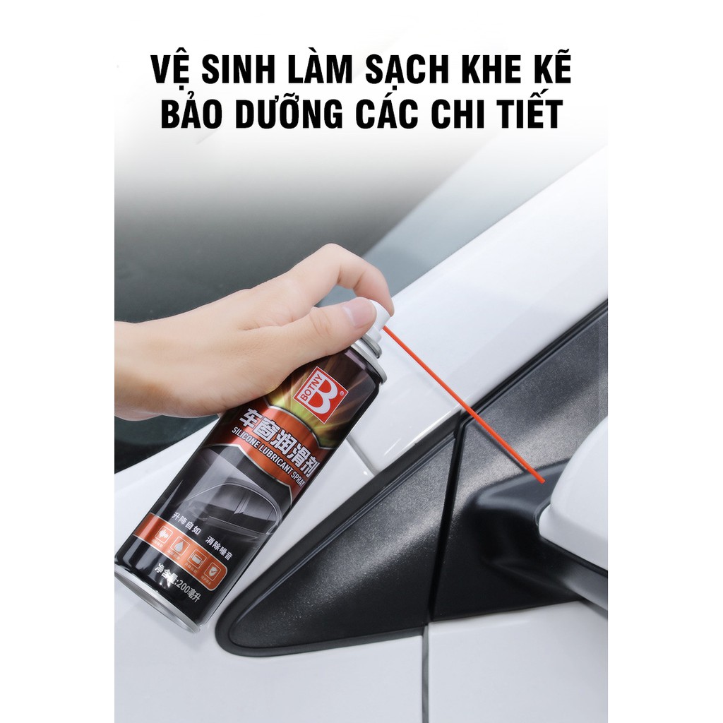 Chai xịt bảo dưỡng gioăng cao su ô tô, xe máy, xe hơi, xe tải, Botny B-2196 dung tích 200ml -TC AUTO