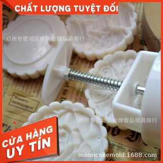 Khuôn 956 tạo hình bánh Trung thu 4 mặt cho bánh 200gr họa tiết các loài hoa, cá chép có chữ Trung thu