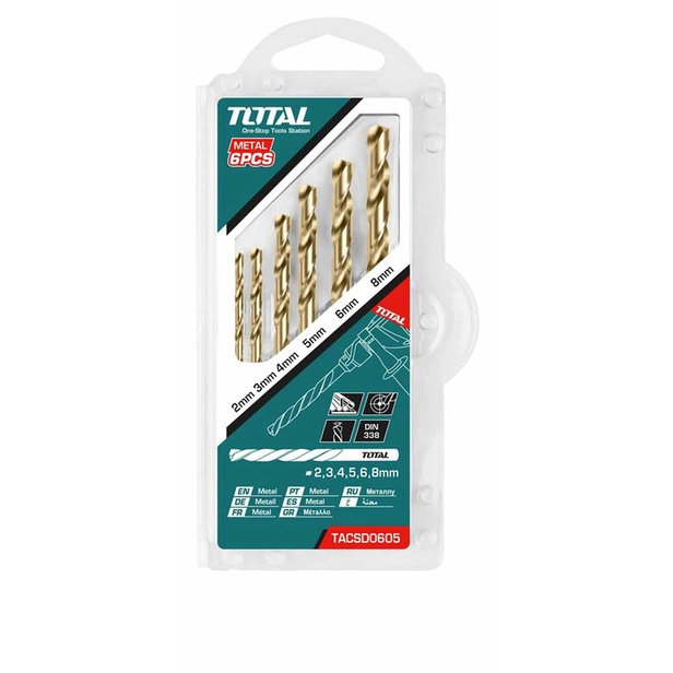 Bộ mũi khoan kim loại HSS 6 chi tiết Total TACSD0605