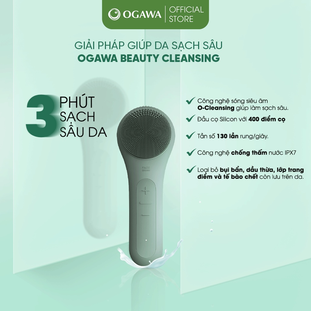 Máy rửa mặt Siêu âm OGAWA Beauty Cleansing - Massage sâu, loại sạch bụi bẩn bã nhờn