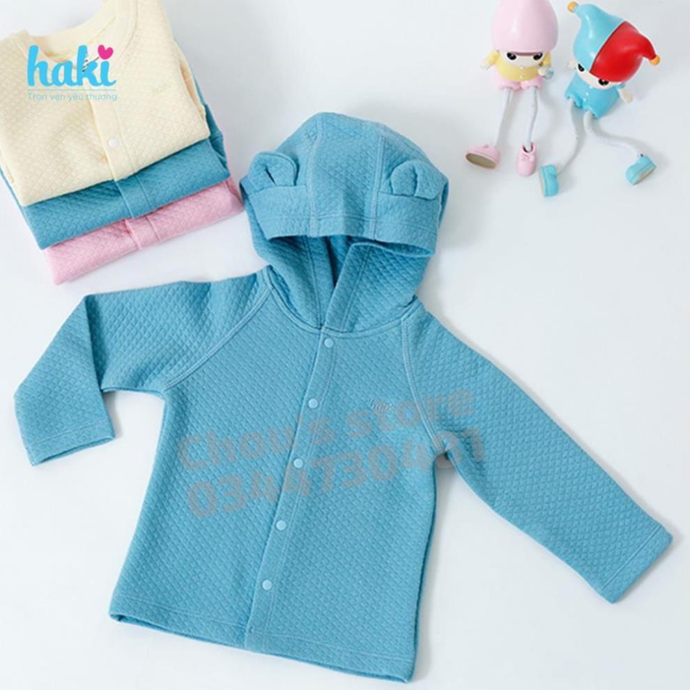 Áo khoác cho bé vải sợi tre chần bông mũ tai gấu HAKI -BB014