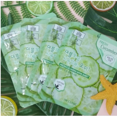 Mặt nạ dưỡng da chiết xuất từ dưa leo 3W CLINIC FRESH CUCUMBER MASK SHEET  23ml