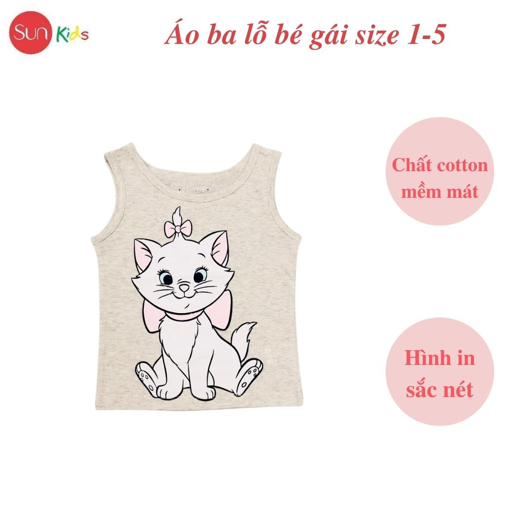 Áo thun bé gái, áo phông bé gái dáng ba lỗ, chất cotton, nhiều màu, size 1-5 - SUNKIDS