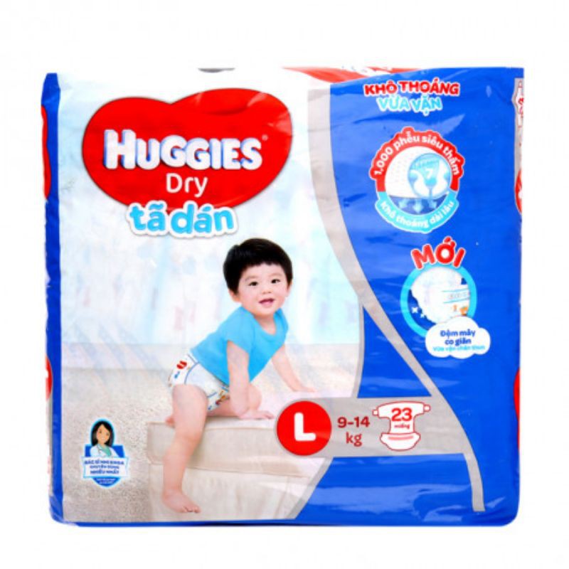 TÃ DÁN HUGGIES DRY Size L (23 miếng/gói).