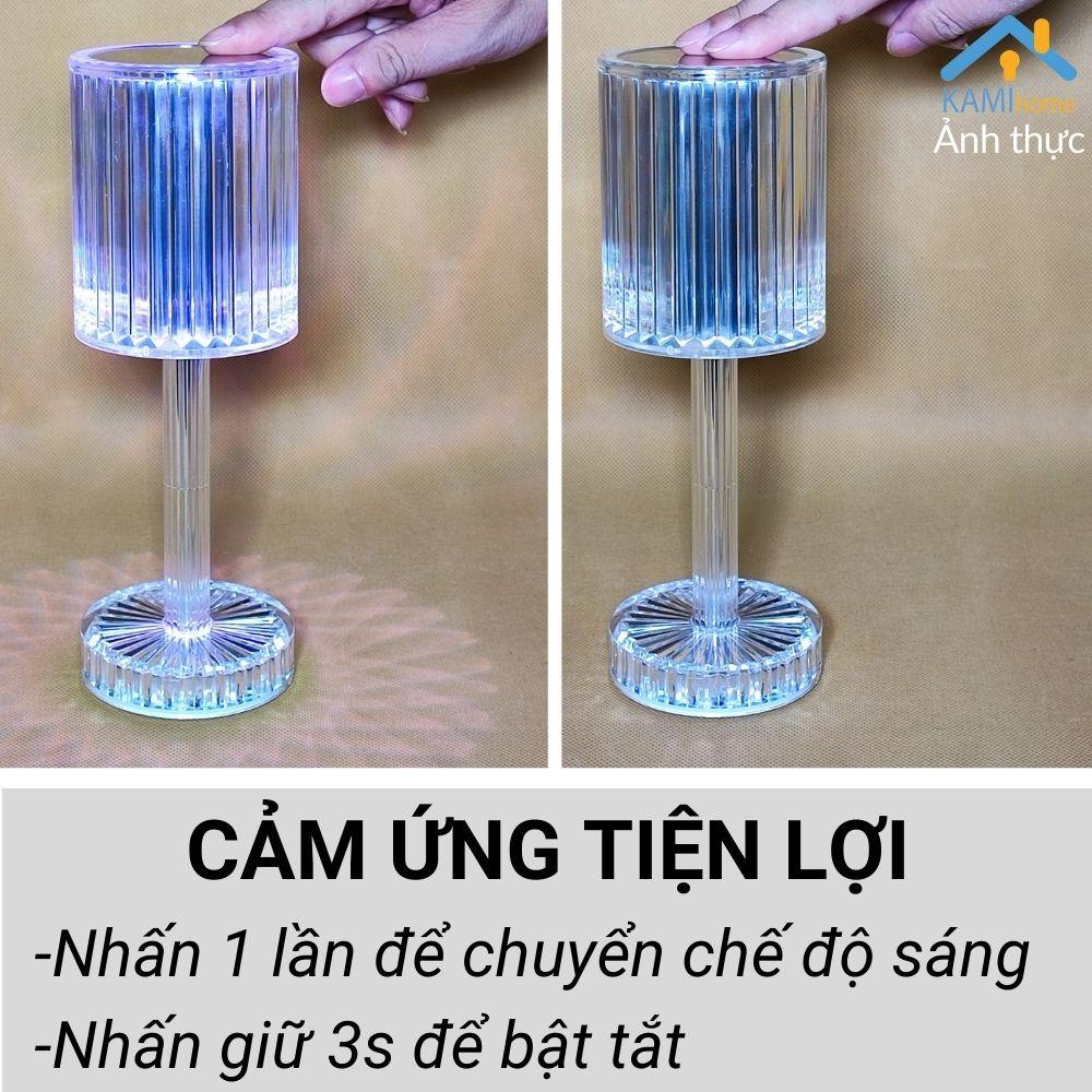 Đèn ngủ pha lê để bàn cảm ứng pin sạc tích điện led nhiều màu trang trí (Nhiều mẫu) mã 26013