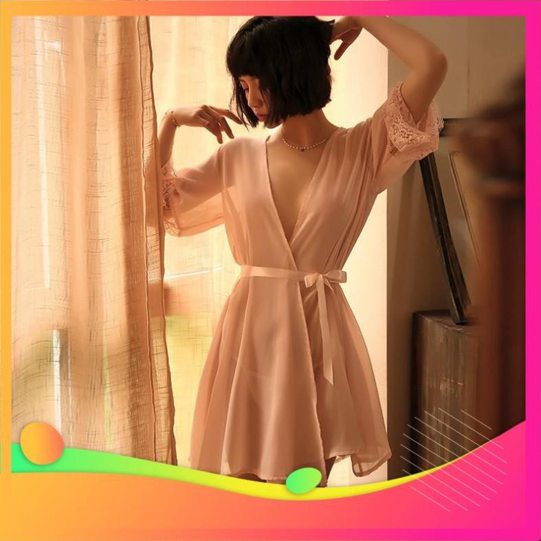 Áo choàng Kimono tay pha ren xuyên thấu gợi cảm sang trọng MS5224