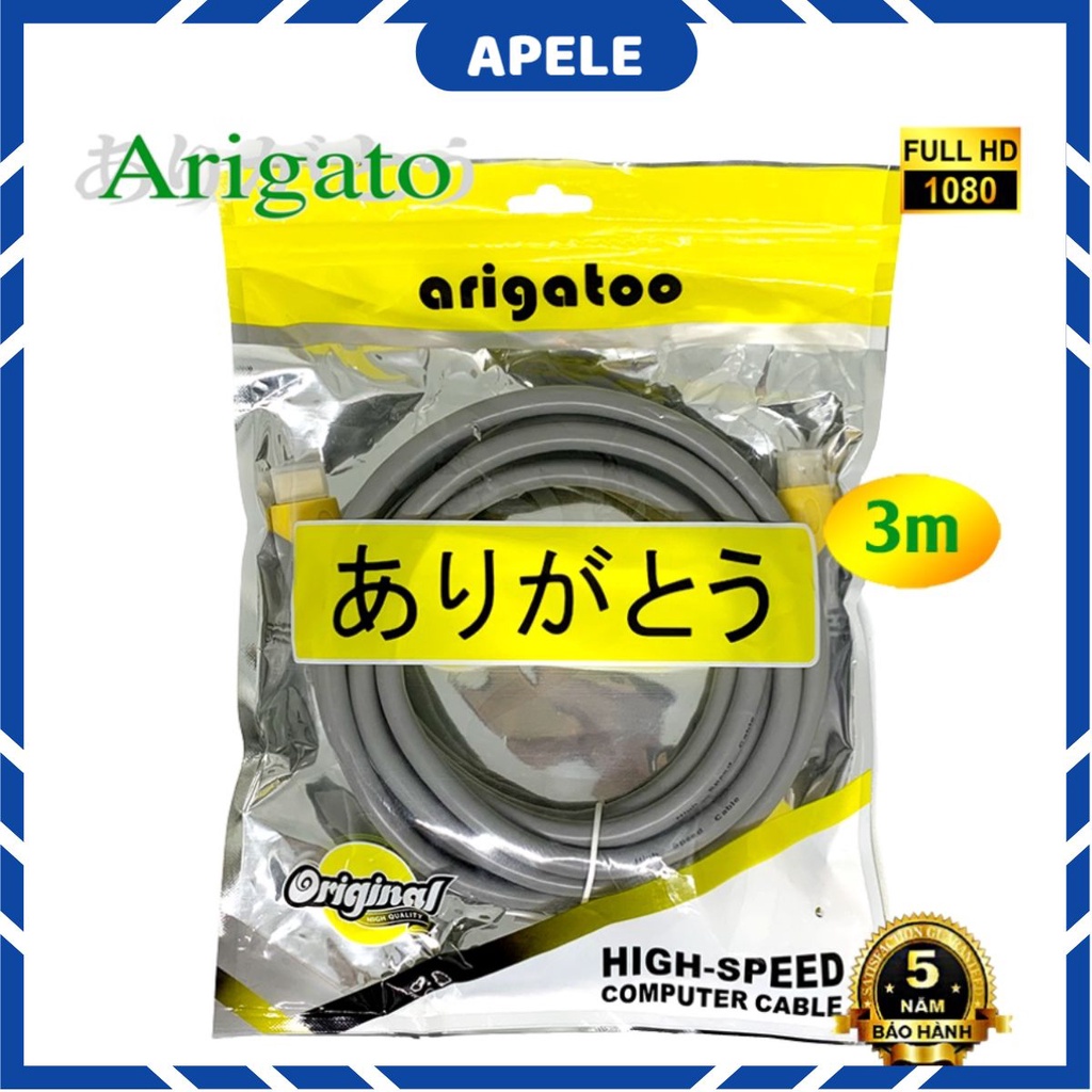Dây HDMI Arigato Vnet Tròn 19+1 2K*4K dài 1.5M 3M 5M chất lượng cao cho hình ảnh sắc nét chuẩn Full HD 1080P