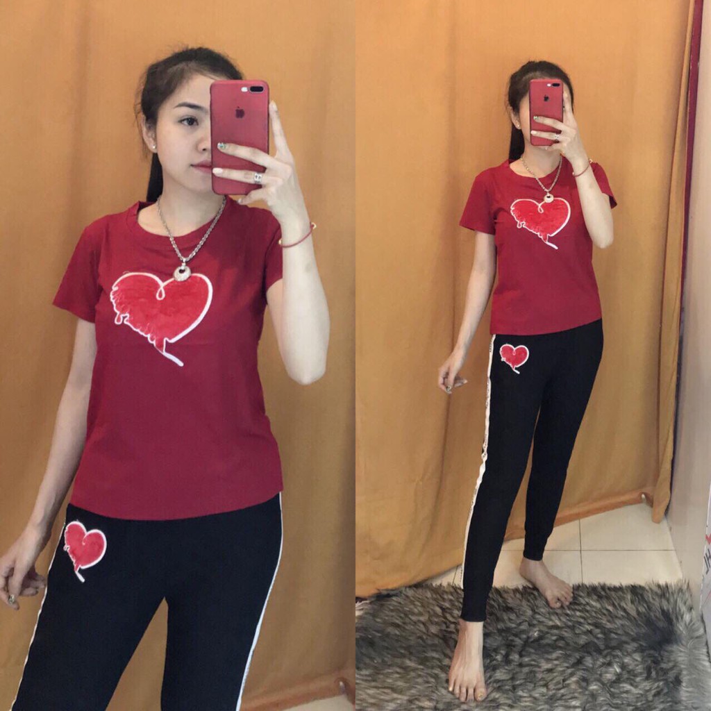 Đồ bộ nữ vải cotton thiêu trái tim mềm mại thoáng mát không xù không chùn | BigBuy360 - bigbuy360.vn