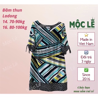 Đầm thun ladong trung niên bigsize vnxk kẻ sọc xanh tay lỡ xuất khẩu dư xịn