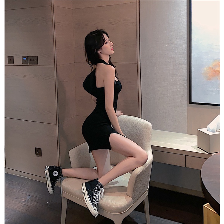 QKOOLE Đầm hai dây  ôm dáng gợi cảm thời trang Hàn Quốc cho nữ