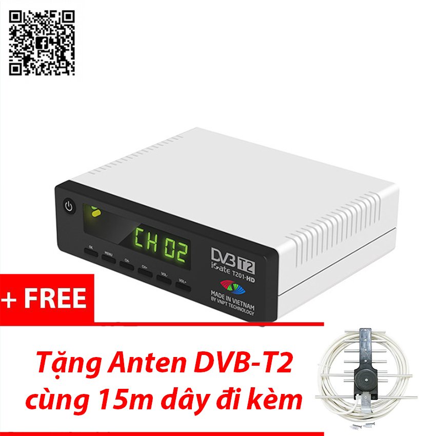 Đầu thu kỹ thuật số DVB T2 VNPT Igate T201HD chính hãng tặng kèm bộ anten new