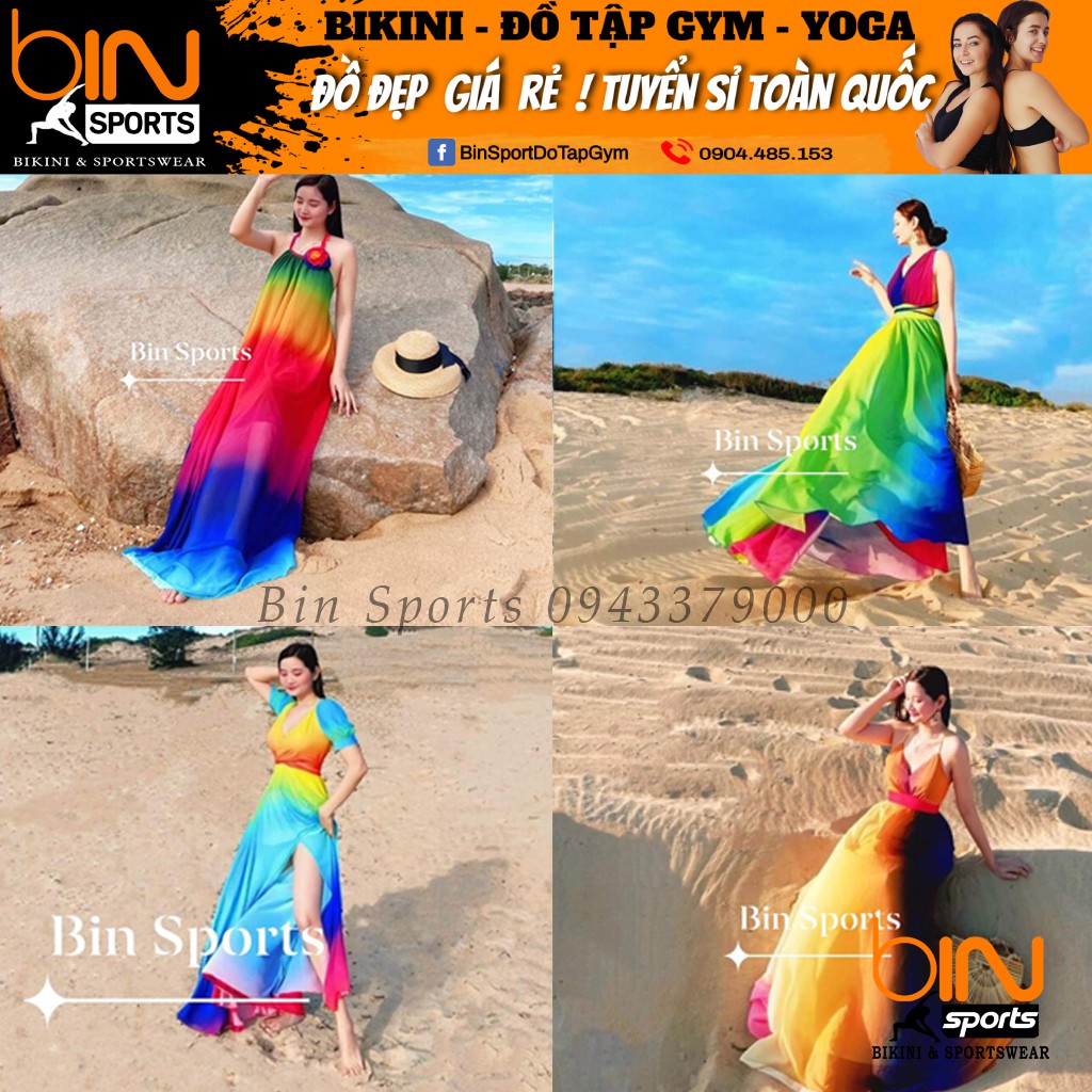 Đầm Maxi Ombre Màu Loang Nhiều Mẫu Đi Biển Du Lịch Chụp Ảnh Sống Ảo Cực Sang Bin Sports MA001