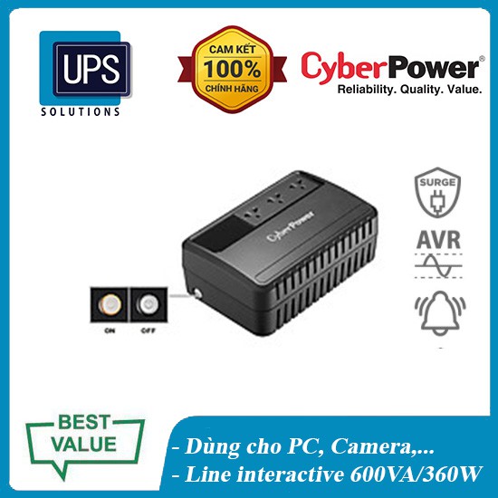 Bộ lưu điện CyberPower BU600E - 600VA/360W 👌CyberPower Chính hãng new 100%👌