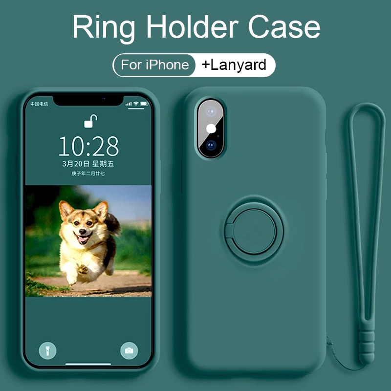 Ốp điện thoại mềm chống sốc có nhẫn đỡ thích hợp cho iPhone XS Max X XR