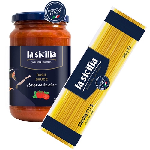 Combo Mỳ Ý Spaghetti + Sốt cà chua húng quế La Sicilia [Date 2024]