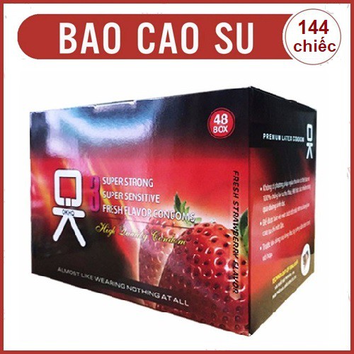 [HÀNG CHÍNH HÃNG] Bao cao su OK, Hộp lớn 144 cái, 3 Loại OK Rocmen hồng - OK Đỏ dâu - OK Xanh bạc hà_ BCS Dùng cực thích