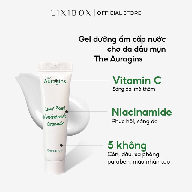 [HB Gift] Combo Túi vải Lixibox, Gel rửa mặt sạch sâu The Auragins 30ml, Gel dưỡng ẩm giảm thâm The Auragins 10ml | BigBuy360 - bigbuy360.vn