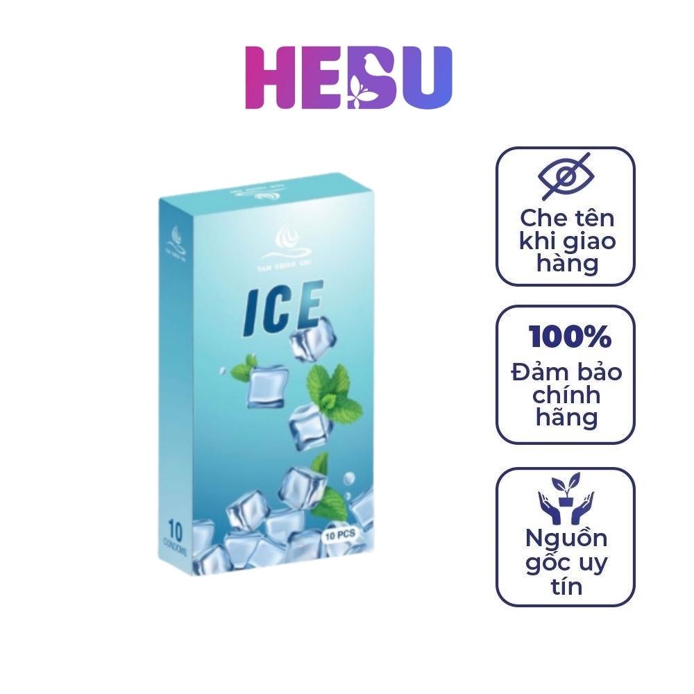 Bao cao su Tâm Thiện Chí ICE 1 hộp 10 cái siêu mỏng nhiều gel bôi trơn giúp kéo dài thời gian