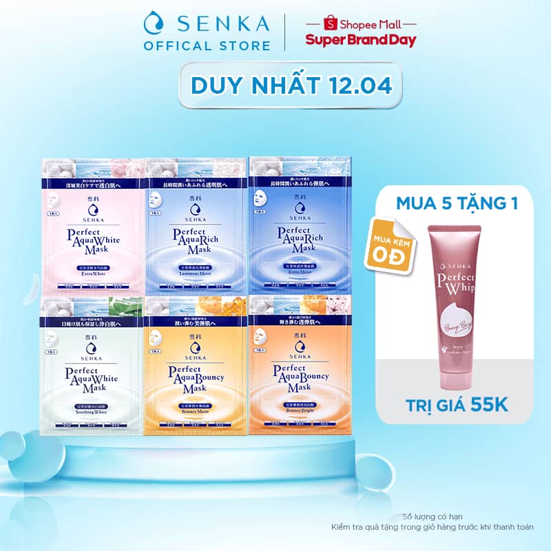 [MUA 5 TẶNG 1] Mặt nạ Senka Dưỡng trắng - Cấp ẩm - Dịu mát - Ngăn lão hóa - 1 miếng (23g)