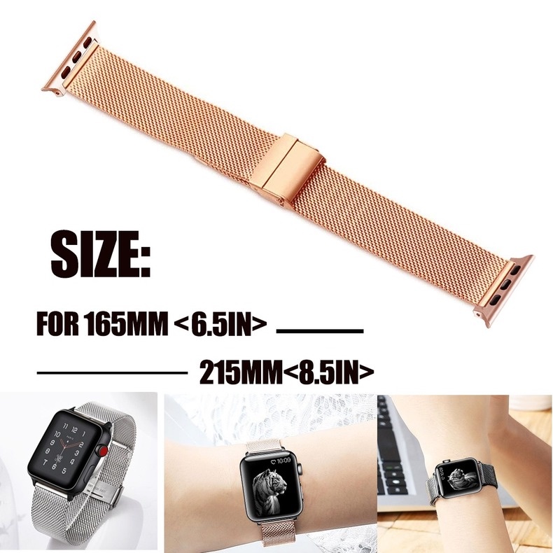 Dây đeo inox Milanese thích hợp cho đồng hồ thông minh Apple Watch 38 42 44 40 mm iWatch 3 4 5 6 SE