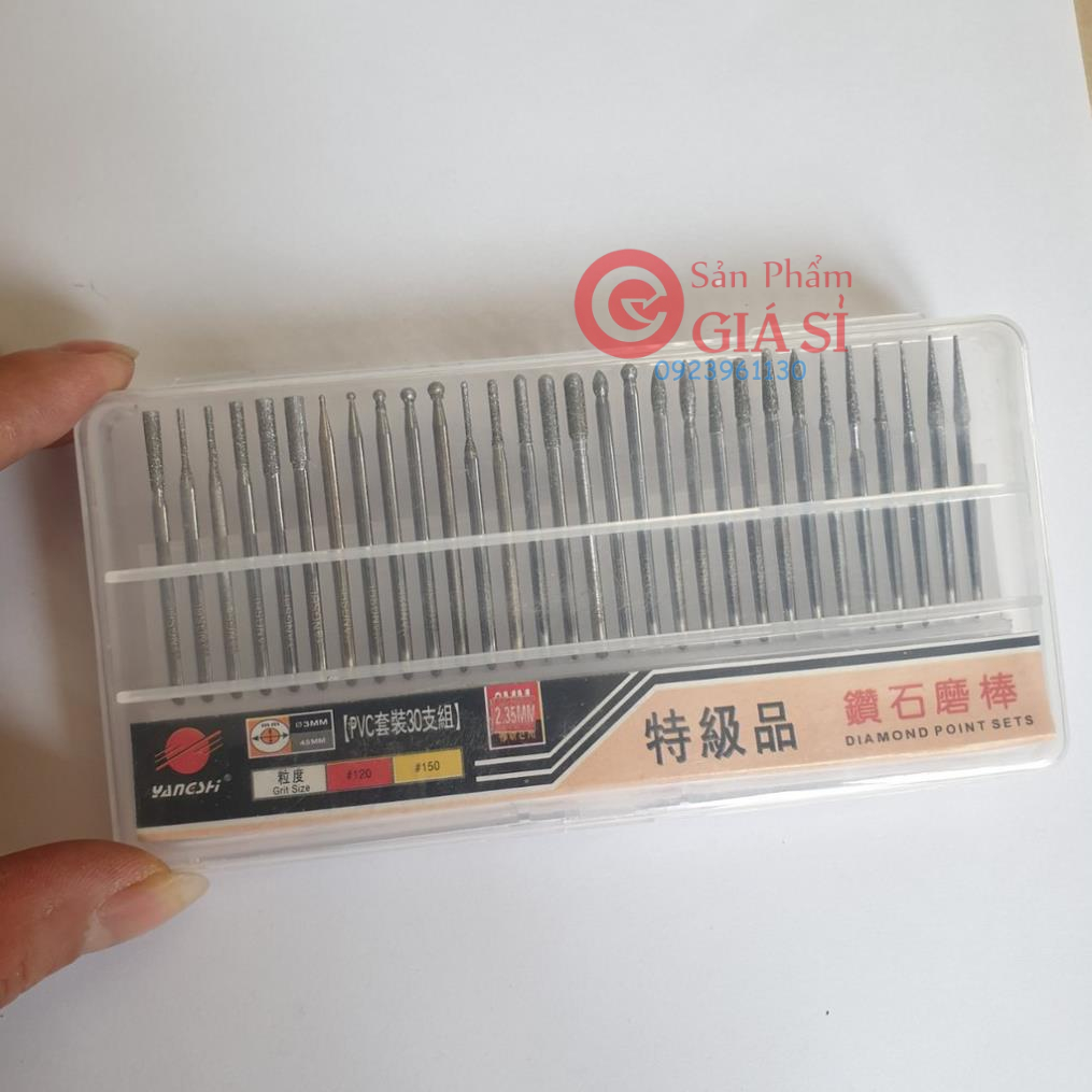 mũi mài kim cương 30 chi tiết cán 2.35mm hàng cao cấp vừa tất cả các dòng máy ❤️freeship❤️