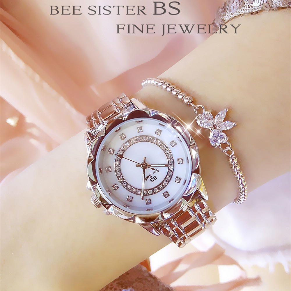 Đồng Hồ Nữ BS 01 Bee Sister Chính Hãng Dây Thép Thời Trang Mặt Đính Đá Cao Cấp | BigBuy360 - bigbuy360.vn