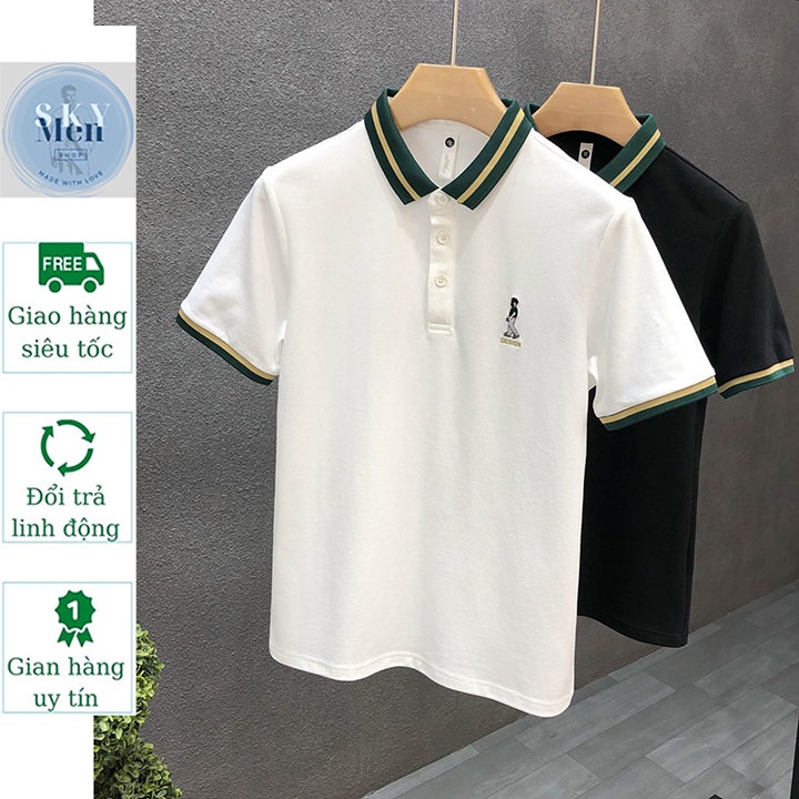 Áo thun nam có cổ polo tay ngắn vải Thun cotton xịn mềm mịn co giãn thoáng mát_ Skymen101