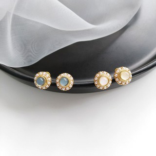 "Mochi Boutique" Bông tai hạt ngọc phối viền sang trọng phong cách đơn giản