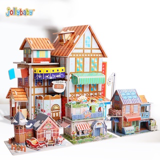 Bộ đồ chơi xếp hình 3D JOLLYBABY bằng giấy mô phỏng hình dạng ngôi nhà làm quà tặng Giáng sinh sinh nhật năm mới cho trẻ