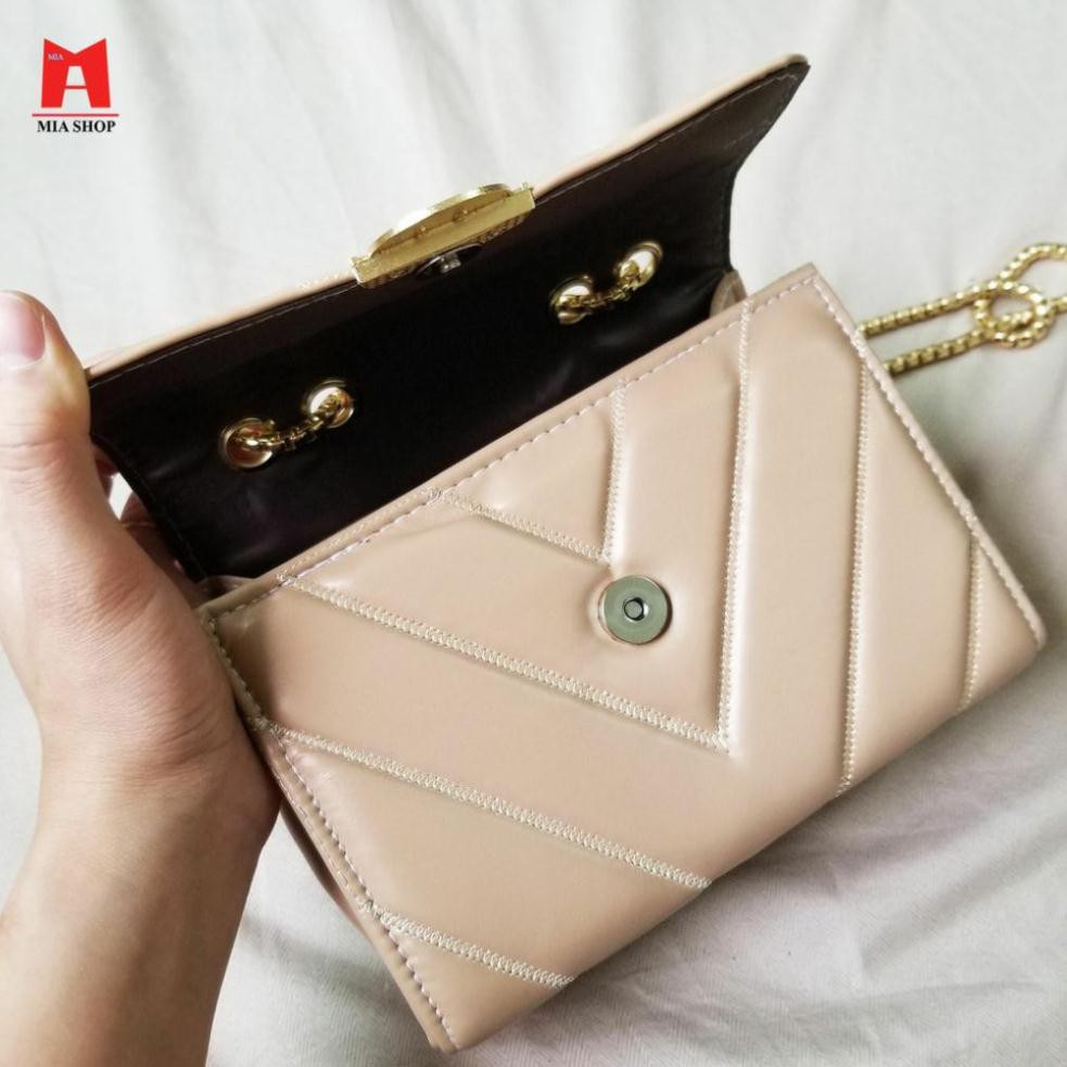 Túi xách nữ, túi đeo chéo nữ khuy bấm, dây xích dài MIA11 MIA CLUTCH 194 Free Ship